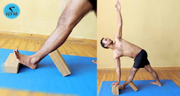 Parivrtta trikonasana with blocks