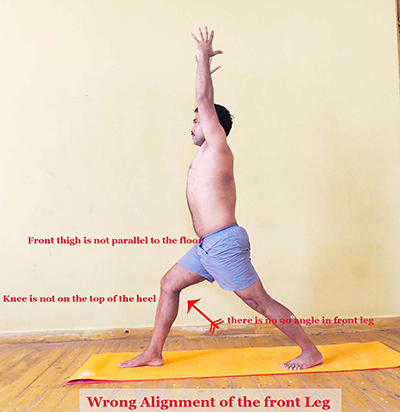 wrong alignment of veerbhadrasana