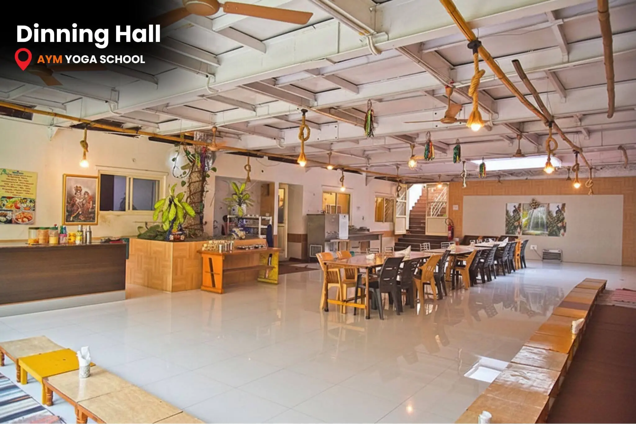 Yoga hall surrounded by greenery in Rishikesh