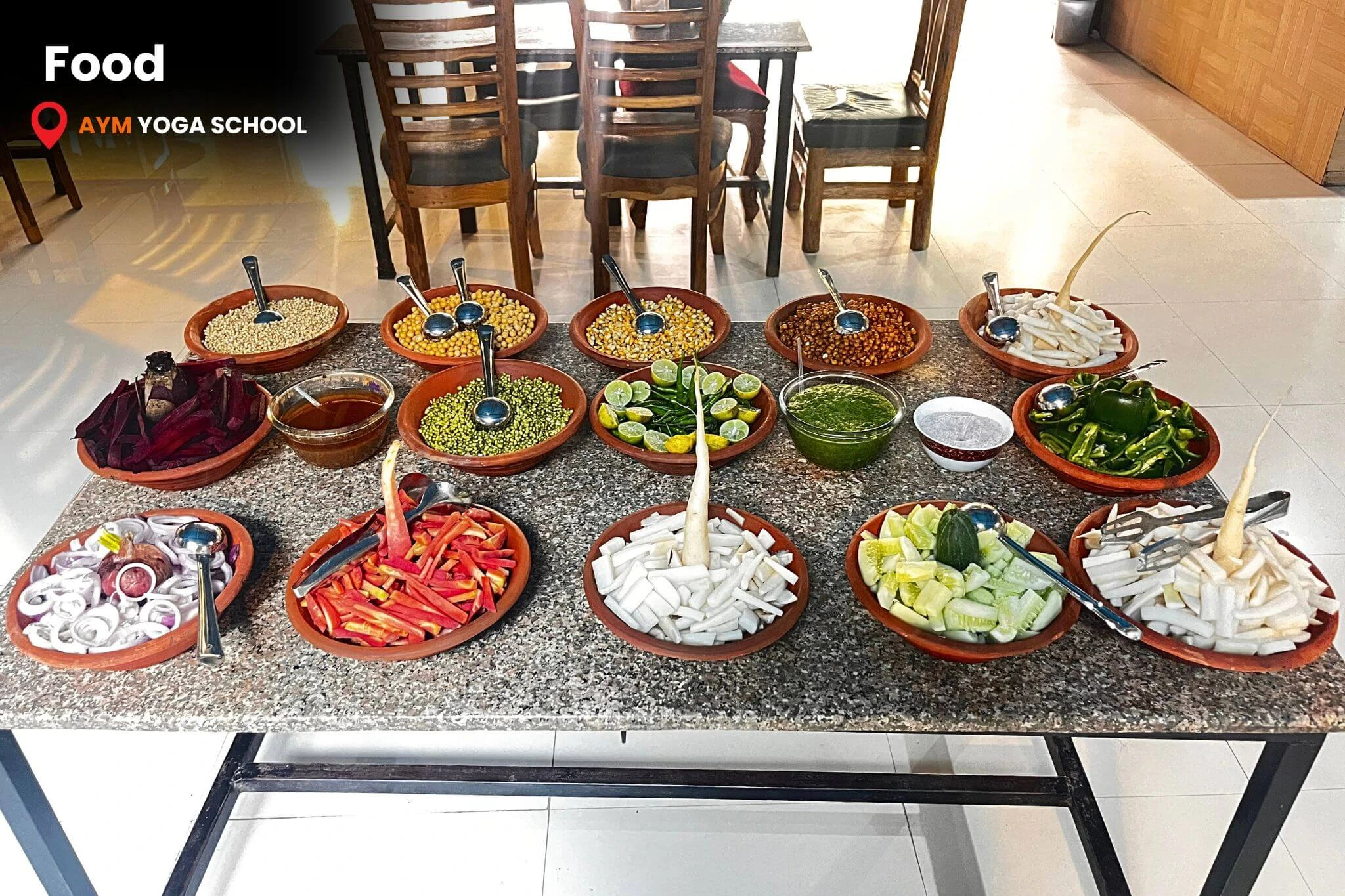 Yoga hall in Rishikesh with mountain view