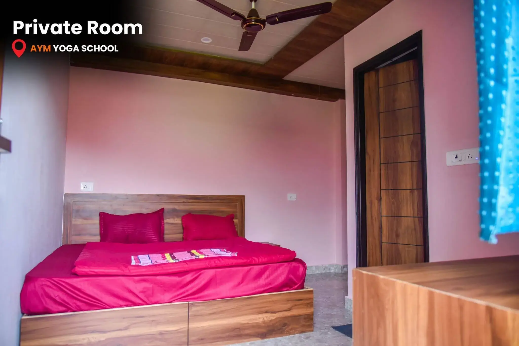 Single occupancy room offering privacy and quiet stay at AYM Yoga School