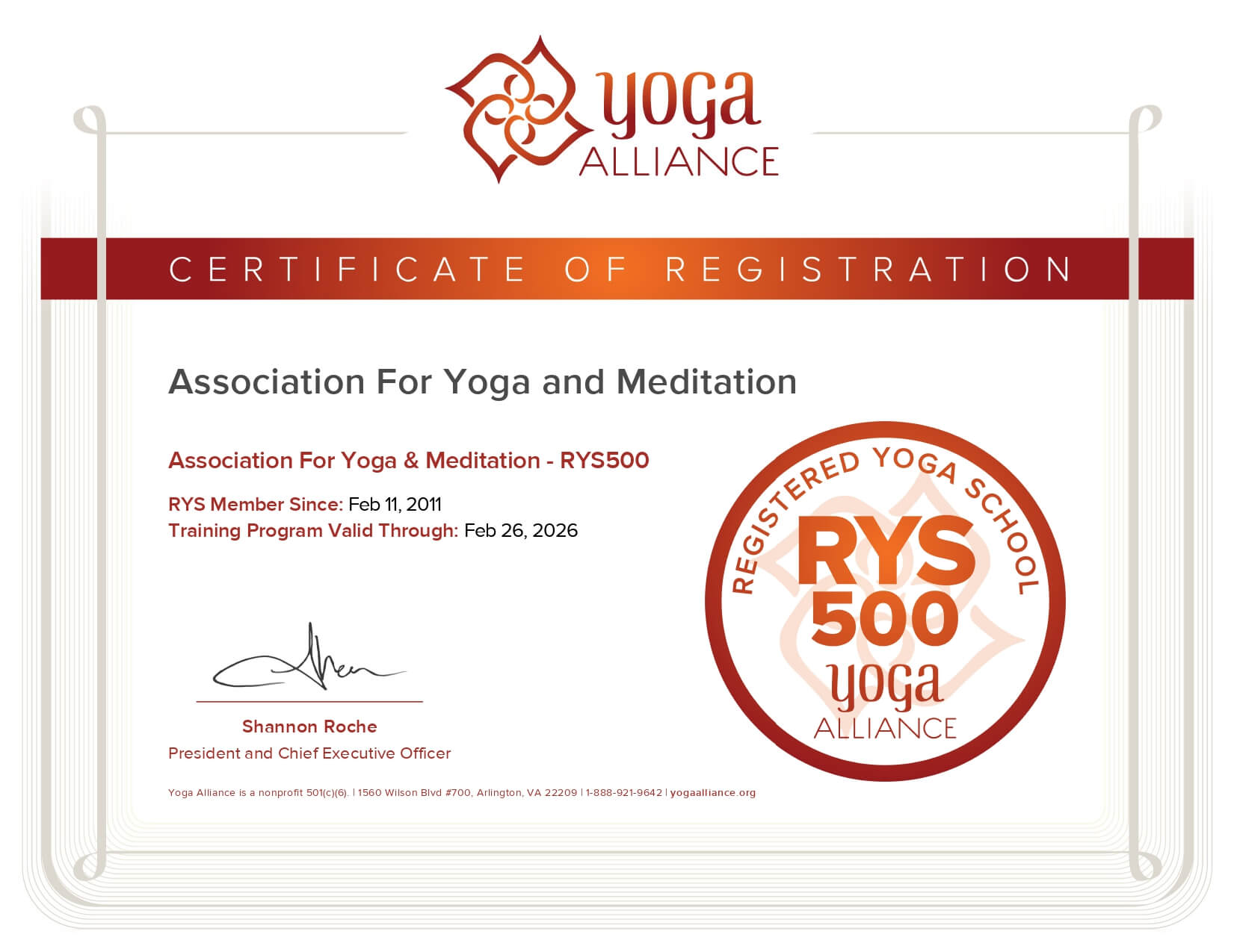 Yoga Alliance, USA