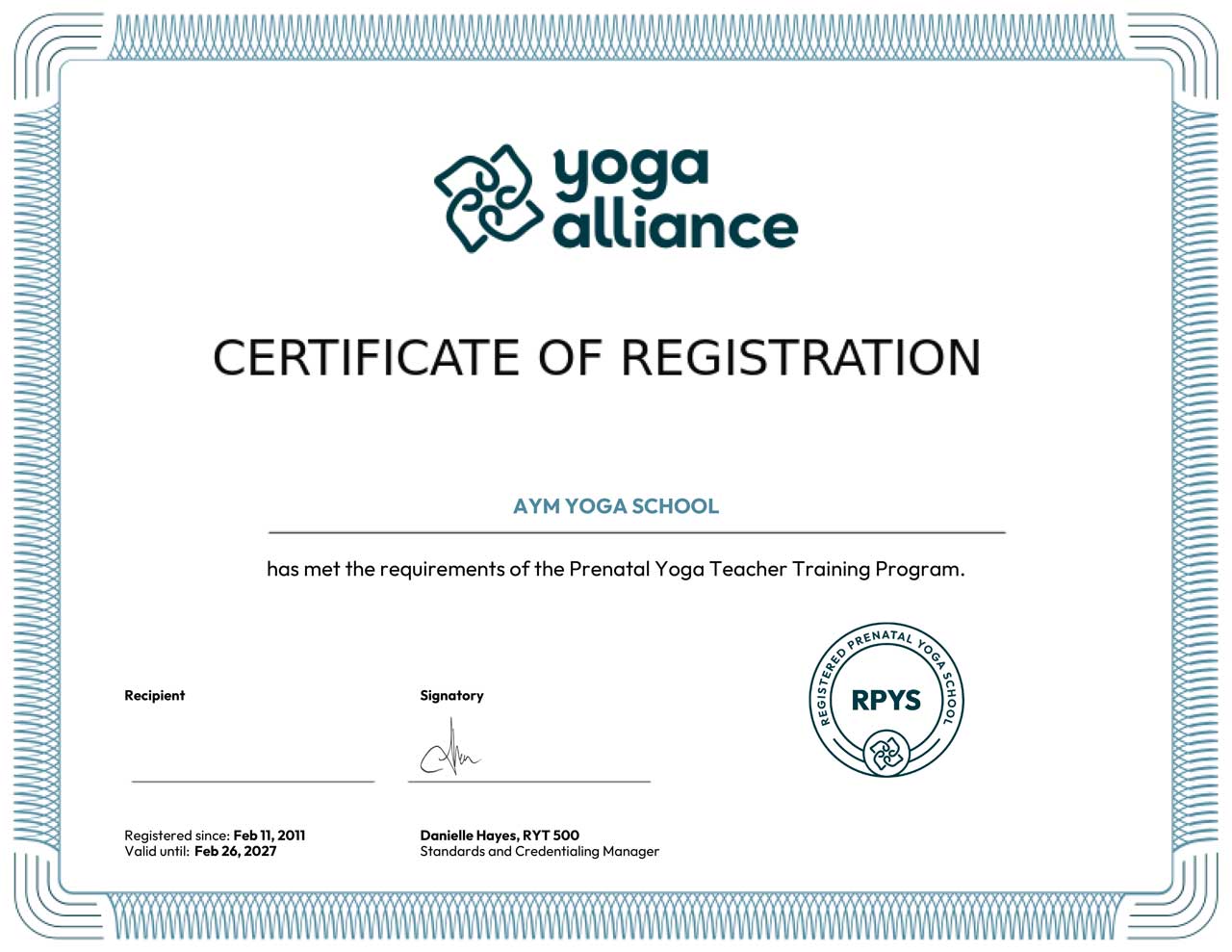 85 Hour Prenatal Yoga Alliance Certificate